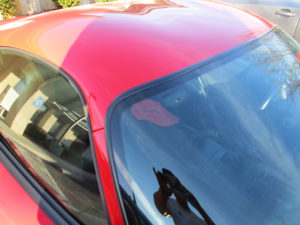 Bulls eye in Dodge Viper windshield before repair
